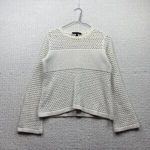 BCBG MAXAZRIASweater Wom S Off White Crochet Open Knit Pullover Romantic Fairy